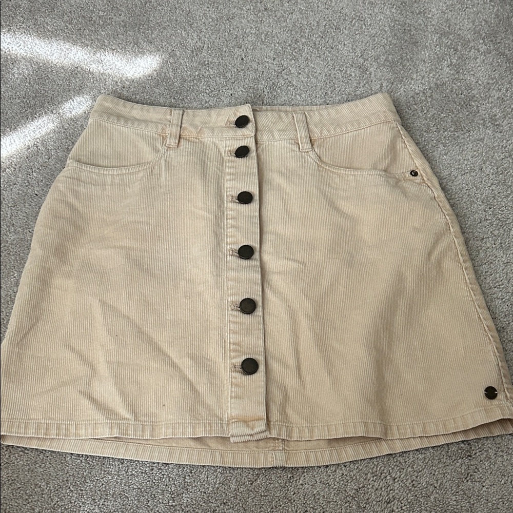 Roxy Tan Button-Front Mini Skirt